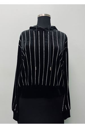 Taş Şeritli Kadife Sweat -Siyah