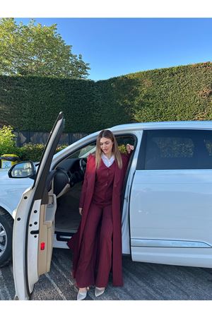 Üçlü Çizgili Double Takım - Bordo