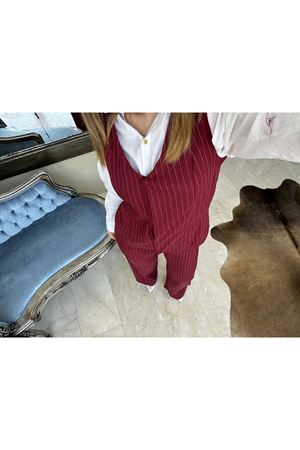 Üçlü Çizgili Double Takım - Bordo