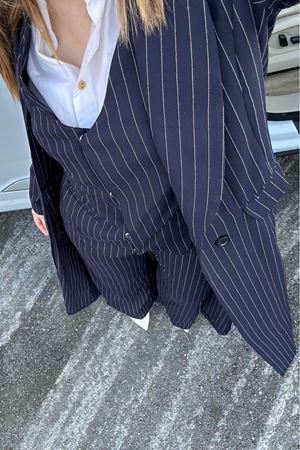 Üçlü Çizgili Double Takım - Lacivert