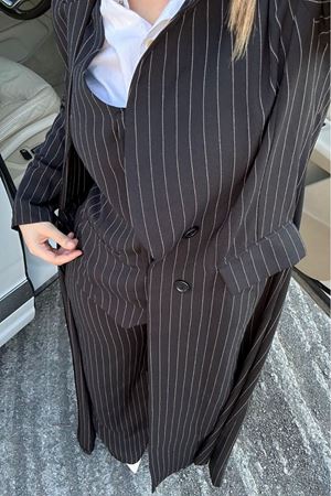 Üçlü Çizgili Double Takım - Siyah