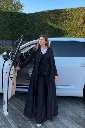 Üçlü Çizgili Double Takım - Siyah