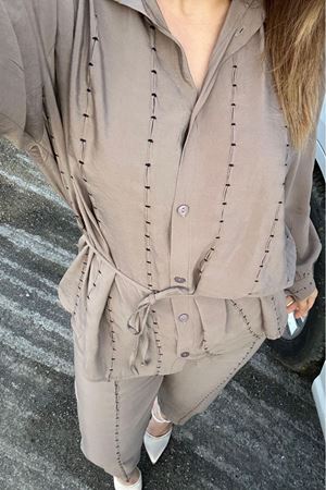 Badem Dikişli Takım -Vizon