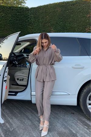 Badem Dikişli Takım -Vizon