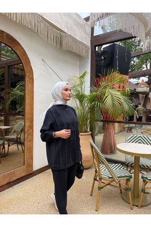 Badem Dikişli Takım -Siyah