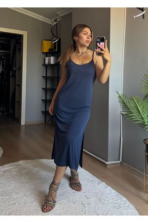Askılı Günlük Elbise - Lacivert
