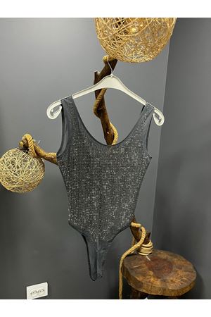 Taşlı Transparan Zıbın Body -Antrasit