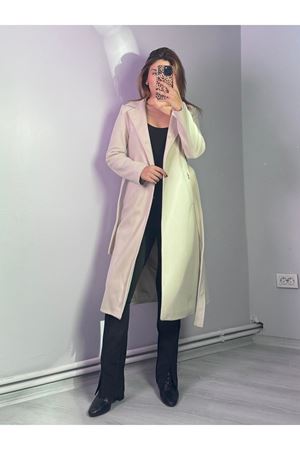 Yakası Kürklü Kaban -Krem