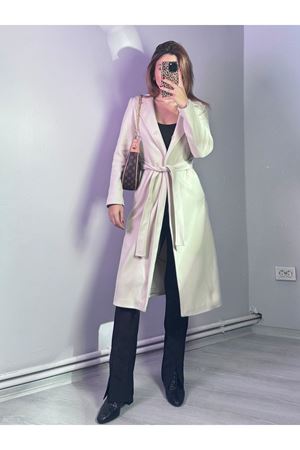 Broşlu At Kılı Kaban - Krem