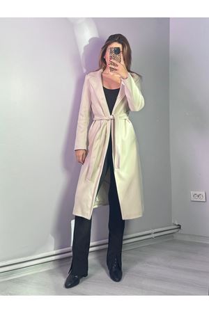 Broşlu At Kılı Kaban - Krem