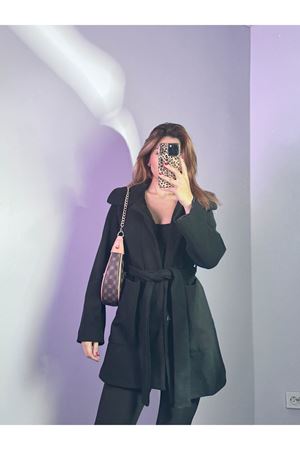 Kısa Kaşe Kaban - Siyah