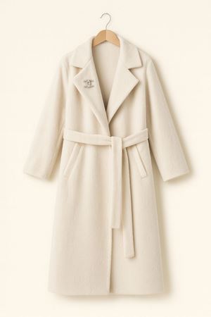 Broşlu At Kılı Kaban - Krem