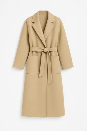 Kuşaklı Kaşe Kaban - Krem