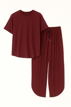 Şalvar Model Modal Takım -Bordo