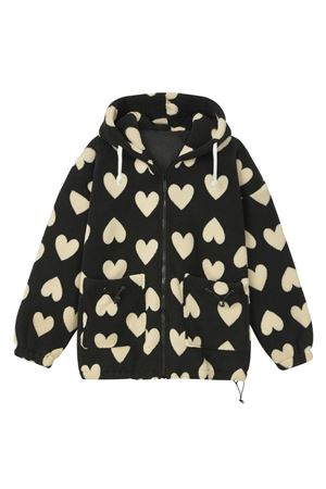 Kalpli Peluş Mont -Siyah