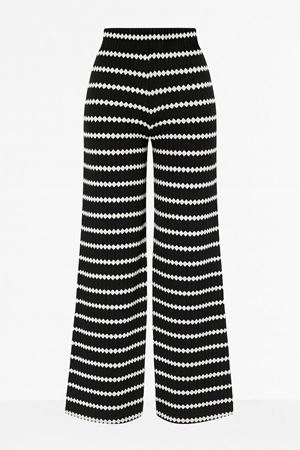 Siyah Beyaz Triko Pantolon