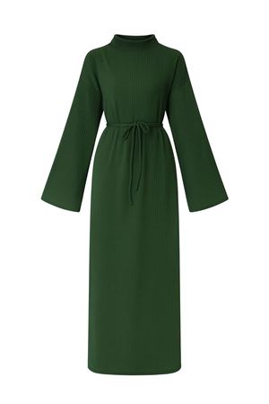 İp Bağlamalı Triko Elbise -Zümrüt