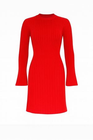 Triko Mini Elbise -Kırmızı