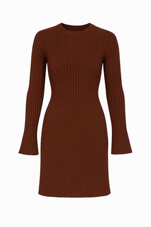 Triko Mini Elbise -Kahverengi