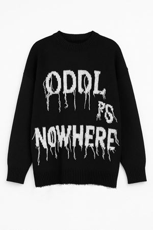 Yazılı Triko Kazak - Siyah