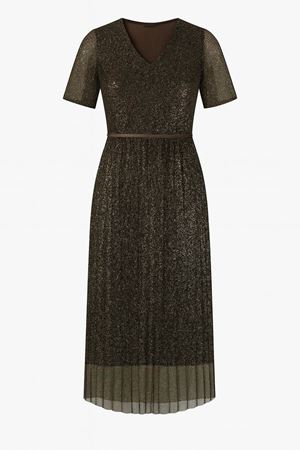 Işıltılı Davet Elbisesi -Kahverengi