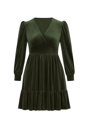 Kadife Mini Elbise -Haki