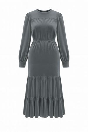 Kadife Elbise - Gri