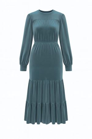 Kadife Elbise - Mint