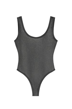 Taşlı Transparan Zıbın Body -Antrasit