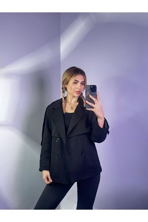 Orta Boy Trençkot -siyah