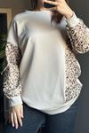 Leopar Desenli Sweatshirt - Krem