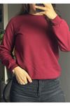 Bisiklet Yaka Garson Boy Sweat -Bordo