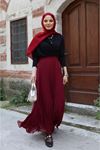 Etek Ucu Fırfırlı Tül Etek -Bordo
