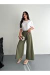 Bol Paça Gabardin Pantolon -Haki
